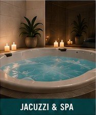 Jacuzzi surrounded by candles and planting
