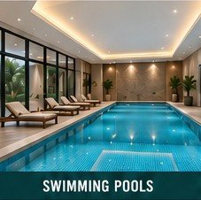 Indoor swimming pool with loungers